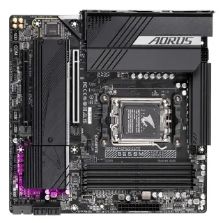 Gigabyte B650M AORUS ELITE AMD AM5 Socket Motherboard, Micro-ATX, 4x DDR5 Slots, 2x M.2 Sockets, Fitted I/O Shield, 2.5GbE LAN, 1x DisplayPort / 1x HDMI Port