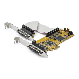 Startech 8-Port PCI Express RS232 Serial Adapter Card, PCIe RS232 Serial Card, 16C1050 UART, Low Profile Serial DB9 Controller/Expansion Card, 15kV ESD Protection, Windows/Linux - Full Profile Bracket Incl - Serial adapter - PCIe low profile - RS-232 x 8 - yellow - TAA Compliant