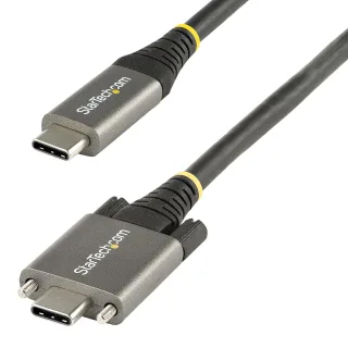 StarTech 3ft 1m Side Screw Locking USB C Cable 10Gbps, USB 3.1/3.2 Gen 2 Type-C Cable, 100W (5A) Power Delivery Charging, DP Alt Mode, Dual Screw Lock, USB-C to C Cord, Charge/Sync - Thunderbolt 3 Compatible - USB cable - USB-C (M) straight/locking to USB-C (M) straight - USB 3.2 Gen 2 / DisplayPort 1.4 /Thunderbolt 3 - 1 m - 4K support - grey, black
