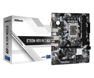 ASRock B760M-HDV/M.2 D4 Intel 1700 Socket Motherboard, Micro-ATX, 2x DDR4 Slots, 2x M.2 Sockets, GbE LAN, 1x D-Sub / 1x DisplayPort / 1x HDMI Port