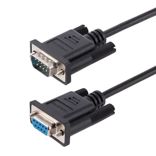 StarTech 3m RS232 Serial Null Modem Cable, Crossover Serial Cable w/Al-Mylar Shielding, DB9 Serial COM Port Cable Female to Male, Compatible w/DTE Devices - Tool-Less Design w/Thumbscrews, Black, F/M (9FMNM-3M-RS232-CABLE) - Null modem cable - DB-9 (F) to DB-9 (M) - 3 m - molded, thumbscrews, crossover - black