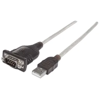 Manhattan 205153 USB-A to Serial Cable 45CM- PL-2303RA Black/Silver Polybag