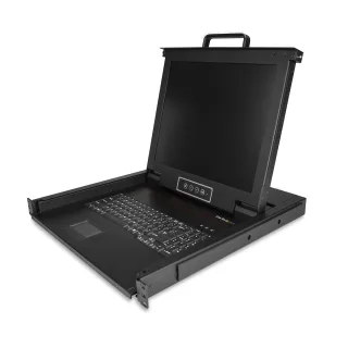 StarTech Rackmount KVM Console, Single Port VGA KVM with 17" LCD Monitor for Server Rack, Fully Featured Universal 1U LCD KVM Drawer with Cables & Hardware, USB Support, 50,000 MTBF - LCD KVM Concole Drawer (RKCONS1701)