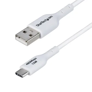 StarTech 3ft (1m) White USB-A to USB-C Charging Cable/Cord, M/M - USB cable - USB (M) to USB-C (M) - USB 2.0 - 3 A - 1 m - halogen-free, passive, charge and sync, USB Fast Charge (15W) - white