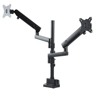 Startech Desk Mount Dual Monitor Arm, Full Motion Monitor Mount for 2x VESA Displays up to 32" (up to 17lb/8kg), Ergonomic Vertical Stackable Arms, Articulating, Height Adjustable - Pole Mount, C-Clamp/Grommet (ARMDUALPIVOT)