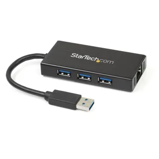 Startech USB 3.0 Hub with Gigabit Ethernet Adapter - 3 Port - NIC - USB Network / LAN Adapter - Windows & Mac Compatible (ST3300GU3B) - Hub - 3 x SuperSpeed USB 3.0 + 1 x 10/100/1000 - desktop - for P/N: PEXUSB3S2EI, PEXUSB3S42, PEXUSB3S7, SVA5H2NEUA