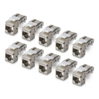 Startech - Keystone jack - shielded, 90°, toolless - CAT 6a - STP - RJ-45 - silver - TAA Compliant (pack of 10)