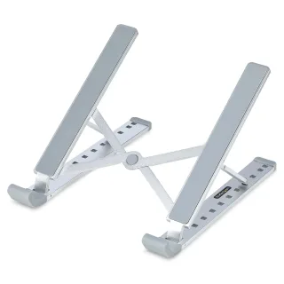 Startech Foldable Laptop Riser Stand, Portable Height Adjustable Ergonomic Laptop Stand, Ventilated Aluminum Frame Supports 22lb (10Kg), Tilt/Raised/Angled Laptop/Tablet Stand, Collapsible Design - Notebook stand - desktop - up to 15.6" - silver