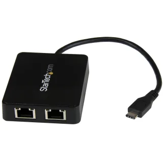 Startech USB-C to Dual Gigabit Ethernet Adapter with USB 3.0 (Type-A) Port - USB Type-C Gigabit Network Adapter (US1GC301AU2R) - Network adapter - USB-C - Gigabit Ethernet x 2 + USB 3.0 - for P/N: TB33A1C