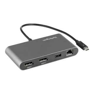 Startech Thunderbolt 3 Mini Dock - Portable Dual Monitor w/ DP 4K 60Hz - 2X USB-A Hub (3.2/2.0), GbE - 28cm Cable - TB3 Multiport Adapter - Mac/Windows - Upgraded Version of TB3DKM2DP (TB3DKMDPL) - Docking station - Thunderbolt 3 - 2 x DP - 1GbE