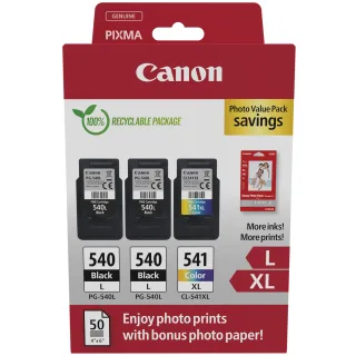 Canon PG-540L x2/CL-541XL Photo Paper Value Pack - 2-pack - black, colour (cyan, magenta, yellow) - original - hanging box - ink cartridge / paper kit