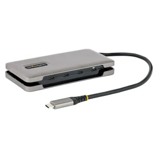 Startech 4-Port USB-C Hub, 4x USB-C Ports, USB 3.1 10Gbps, Portable USB C Hub with 100W Power Delivery Pass-Through, Portable USB Type C Hub w/ 9.8in (25cm) Wrap-Around Cable - USB Expansion Hub (HB31CM4CPD3) - Hub - 4 x USB 3.2 Gen 2 - desktop