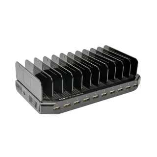Eaton Tripp Lite Series 10-Port USB Charging Station with Adjustable Storage, 12V 8A (96W) USB Charger Output, Schuko Power Cord - Power adapter - 96 watt - 8 A - 10 output connectors (10 x 4 pin USB Type A) - black