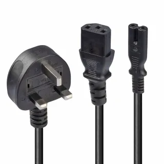 Lindy 30426 2.5M Y Mains Power Cbl UK 3 Pin Plug to Iec C13/C7