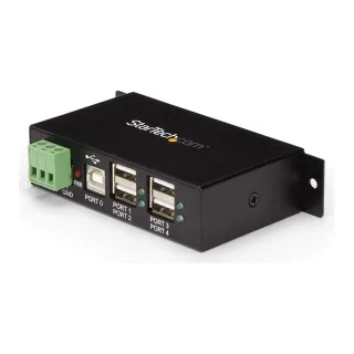 Startech Rackmount USB 2.0 Hub - 4 Port Rugged Industrial USB 2.0 Hub - Hub - 4 x USB 2.0 - DIN rail mountable - DC power - for P/N: ITB20D3250, MSDREADU2OTG, USB2HAB15, USB2HAB30AC, USB2HAB50AC, USB2HABM1, USB2HABM6RA