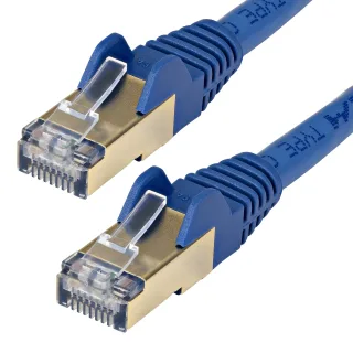 Startech 1m CAT6A Ethernet Cable, 10 Gigabit Shielded Snagless RJ45 100W PoE Patch Cord, CAT 6A 10GbE STP Network Cable w/Strain Relief, Blue, UL Certified Wiring/TIA - Category 6A - 26AWG (6ASPAT1MBL)