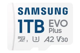 Samsung EVO Plus MB-MC1T0SA - Flash memory card (microSDXC to SD adapter included) - 1 TB - A2 / Video Class V30 / UHS-I U3 / Class10 - microSDXC UHS-I