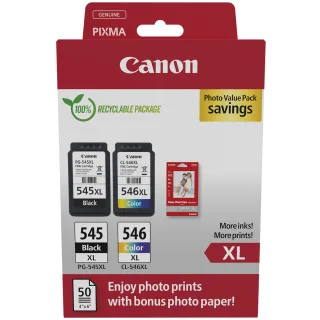Canon PG-545XL/CL-546XL Photo Paper Value Pack - 2-pack - High Yield - black, colour (cyan, magenta, yellow) - original - hanging box - ink cartridge / paper kit