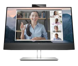 HP E24mv G4 Conferencing Monitor - E-Series - LED monitor - 23.8" - 1920 x 1080 Full HD (1080p) @ 60 Hz - IPS - 250 cd/m² - 1000:1 - 5 ms - HDMI, VGA, DisplayPort - speakers - silver, black head
