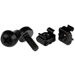 Startech 50 Pack 10-32 Server Rack Cage Nuts and Screws with Washers, Rack Mount Hardware Kit, Network/IT Equipment Cabinet Clip/Captive Nuts & Bolts for Square Rack Holes, Black, TAA - 50-Pk 10-32 Cage Nuts (CABSCREW1032) - Rack screws and nuts - black - government GSA, federal government - TAA Compliant (pack of 50) - for P/N: RK1219WALHM, RK1219WALHMR, RK1219WALHR, RK1219WALLMR, RK1219WALLR, RK2236BKFR
