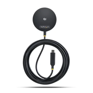 Startech - Wireless charging pad - Qi 2.2, magnetic, with USB-C tethered cable, MagSafe - 25 watt - black