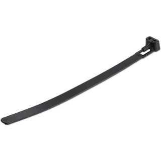 Startech 15cm(6") Reusable Cable Ties, 7mm(1/4") wide, 35mm(1-3/8") Bundle Dia. 22kg(50lb) Tensile Strength, Releasable Nylon Ties, Indoor/Outdoor, 94V-2/UL Listed, 100 Pack, Black - Nylon 66 Plastic - TAA (CBMZTRB6BK)