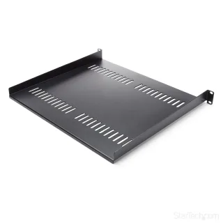 Startech 1U Vented Server Rack Cabinet Shelf, 16in Deep Fixed Cantilever Tray, Rackmount Shelf for 19" AV/Data/Network Equipment Enclosure w/ Cage Nuts & Screws, 44lbs Weight Capacity - 1U Network Rack Shelf (CABSHELF116V) - Rack shelf - black - 1U - 16" - for P/N: CABSHELF116