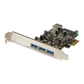 Startech 4 Port PCI Express USB 3.0 Card - 3 External and 1 Internal - Native OS Support in Windows 8 and 7 - Standard and Low-Profile (PEXUSB3S42) - USB adapter - PCIe 2.0 low profile - USB 3.0 x 4 - for P/N: CFASTRWU3, ST1030USBM, ST43004UA, ST4300MINI, TB31PCIEX16
