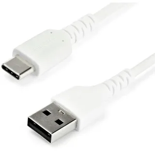 StarTech 1m USB A to USB C Charging Cable, Durable Fast Charge & Sync USB 2.0 to USB Type C Data Cord, Rugged TPE Jacket Aramid Fiber M/M 3A White, Samsung S10, S20, iPad Pro, Pixel - Heavy Duty and Rugged - USB cable - USB (M) straight to USB-C (M) straight - Thunderbolt 3 / USB 2.0 - 1 m - white