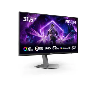 AOC AGON PRO AG326UZD2 - AG6 Series - OLED monitor - gaming - 32" (31.5" viewable) - 3840 x 2160 4K UHD (2160p) @ 240 Hz - 1000 cd/m² - 15000000:1 - DisplayHDR 500 True Black - 0.03 ms - 2xHDMI, DisplayPort, USB-C - speakers - black