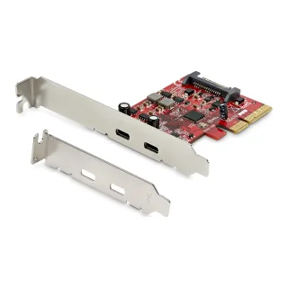 Startech PCIe USB 3.1 Card, 2x USB C 3.1 Gen 2 10Gbps, PCIe Gen 3 x4, ASM3142 Chipset, USB Type-C PCI Express Card, 2-Port USB 3.2 Gen 2x1 Expansion Add-On Card, Windows, macOS, Linux - Full/Low-Profile - USB adapter - PCIe 3.0 x4 low profile - USB-C 3.1 Gen 2 x 2 - for P/N: S252BU313R