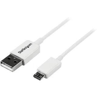 StarTech 0.5m White Micro USB Cable Cord - A to Micro B - Micro USB Charging Data Cable - USB 2.0 - 1x USB A Male, 1x USB Micro B Male (USBPAUB50CMW)