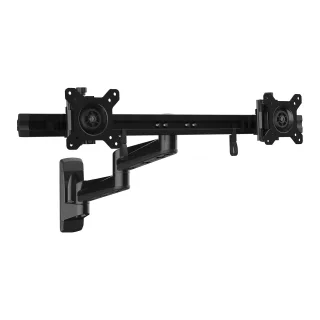 Startech Wall Mount Dual Monitor Arm, Articulating Ergonomic VESA Wall Mount for 2x 24" Displays, Synchronized Adjustable Crossbar, Tilt/Swivel/Rotate, Double Screen Mount Bracket - Multi Monitor Wall Mount (ARMDUALWALL) - Bracket - adjustable arm - for 2 monitors - heavy duty steel - screen size: 15"-24" - wall-mountable