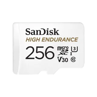 SanDisk High Endurance - Flash memory card (microSDXC to SD adapter included) - 256 GB - Video Class V30 / UHS-I U3 / Class10 - microSDXC UHS-I