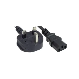 Manhattan 382786 Power Cable/Cord UK 3PIN/C13FEM -Kettle Lead 1.8M Black Polybag
