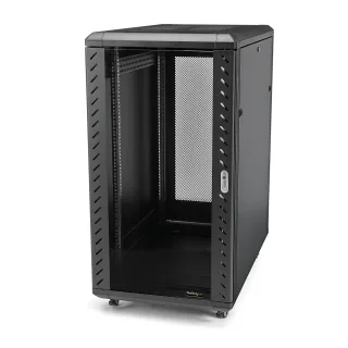 Startech 25U Network Rack Cabinet on Wheels - 36in Deep - Portable 19in 4 Post Network Rack Enclosure for Data & IT Computer Equipment w/ Casters (RK2536BKF)
