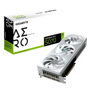 Gigabyte NVIDIA GeForce RTX 5070 AERO OC 12GB GDDR7 Graphics Card, 6144 CUDA Cores, 2625 MHz Core Clock, Triple Fan, White, RGB, 3x DisplayPorts / 1x HDMI Port