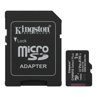 Kingston Canvas Select Plus - Flash memory card (SD adapter included) - 1 TB - A1 / Video Class V30 / UHS-I U3 / Class10 - microSDXC UHS-I