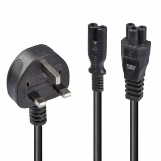 Lindy 30427 2.5M Y Mains Power Cable UK 3 Pin Plug to Iec C17/C5
