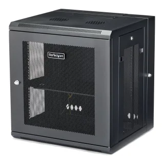 Startech 12U 19" Wall Mount Network Cabinet, 16" Deep Hinged Locking IT Network Switch Depth Enclosure, Vented Computer Equipment Data Rack with Shelf & Flexible Side Panels, Assembled - 12U Vented Cabinet (RK12WALHM) - Rack enclosure cabinet - wall mountable - black - 12U
