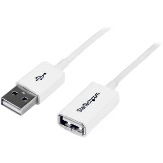 StarTech 3m White USB 2.0 Extension Cable Cord - A to A - USB Male to Female Cable - 1x USB A (M), 1x USB A (F) - White, 3 meter (USBEXTPAA3MW) - USB extension cable - USB (F) to USB (M) - USB 2.0 - 3 m - molded - white - for P/N: MSDREADU2OTG, USBEXTPAA1MW, USBEXTPAA2MW, USBPAUB1MW, USBPAUB2MW, USBPAUB50CMW