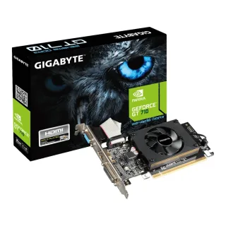 Gigabyte NVIDIA GeForce GT 710 2GB DDR3 Low Profile Graphics Card, 954 MHz Core Clock, Single Fan, 1x DVI-D / 1x D-Sub / 1x HDMI Port