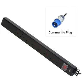 Lindy 29997 Vertical 8 Way PDU 8X UK UK Sockets to 16A Commando Plug