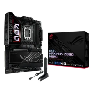 ASUS ROG MAXIMUS Z890 HERO - Motherboard - ATX - LGA1851 Socket - Z890 Chipset - USB4, USB 3.2 Gen 1, USB-C 3.2 Gen2, USB 3.2 Gen 2 - Wi-Fi 7, Bluetooth, 5 Gigabit Ethernet - onboard graphics (CPU required) - HD Audio (8-channel)