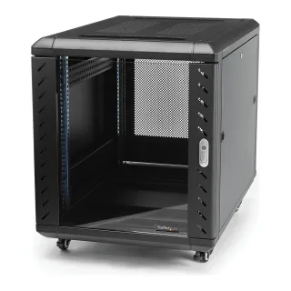 Startech 12U AV Rack Cabinet - Network Rack with Glass Door - 19 inch Computer Cabinet for Server Room or Office (RK1236BKF) - Rack cabinet - black - 12U - 36
