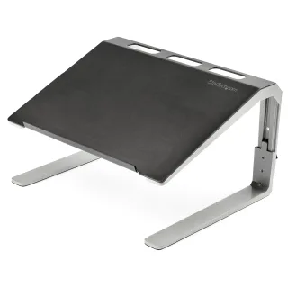 Startech Adjustable Laptop Stand - Heavy Duty Steel & Aluminum - 3 Height Settings - Tilted - Ergonomic Laptop Riser for Desk (LTSTND) - Notebook stand - desktop - 17" - black, silver