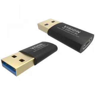 USB 3.0 A to USB C adaptor - plugs into full-sized USB A 3.0 socket on a laptop - USB C (f) to USB type a (m) - USB 3.2 - black