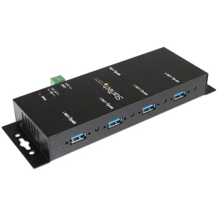 Startech 4-Port USB 3.0 Hub - Metal Industrial USB-A Hub - Wall or Desk Mountable USB Data Hub - TAA Compliant USB Expander Hub (ST4300USBM) - Hub - 4 x SuperSpeed USB 3.0 - desktop - DC power - for P/N: ITB20D3250, MSDREADU2OTG, SVA12M5NA, USB312SAT3CB, USB315CB2M, USBLTM1MBK, USBLTM1MWH