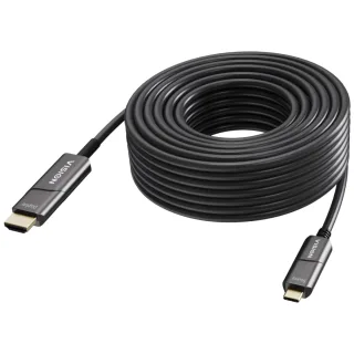 50 m USB C to HDMI cable - 4K at 60 Hz - Gold plated connectors - DP 1.2 - HDMI 2.0 - Supports CEC, EDID, HDR, HDCP 2.2 - USB C 3.2 (m) to HDMI (m) - outer diameter 4.5 mm - 18 Gbps - active om3 fibre optic - black
