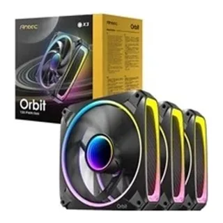 Antec Orbit 120 ARGB 120 mm PWM Fan Triple Pack  - 120 mm x 28 mm, Fluid Dynamic Bearing, 200-2000 RPM, 66.72 CFM, aRGB Lighting, Anti-Vibration Pads